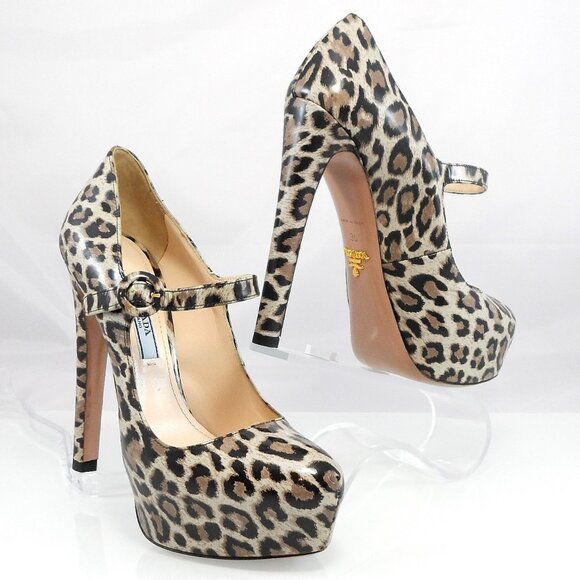 NIB$790 PRADA Vintage Collection Mary Jane Leopard Print Platform Pump Heels 36 - Picture 3 of 12